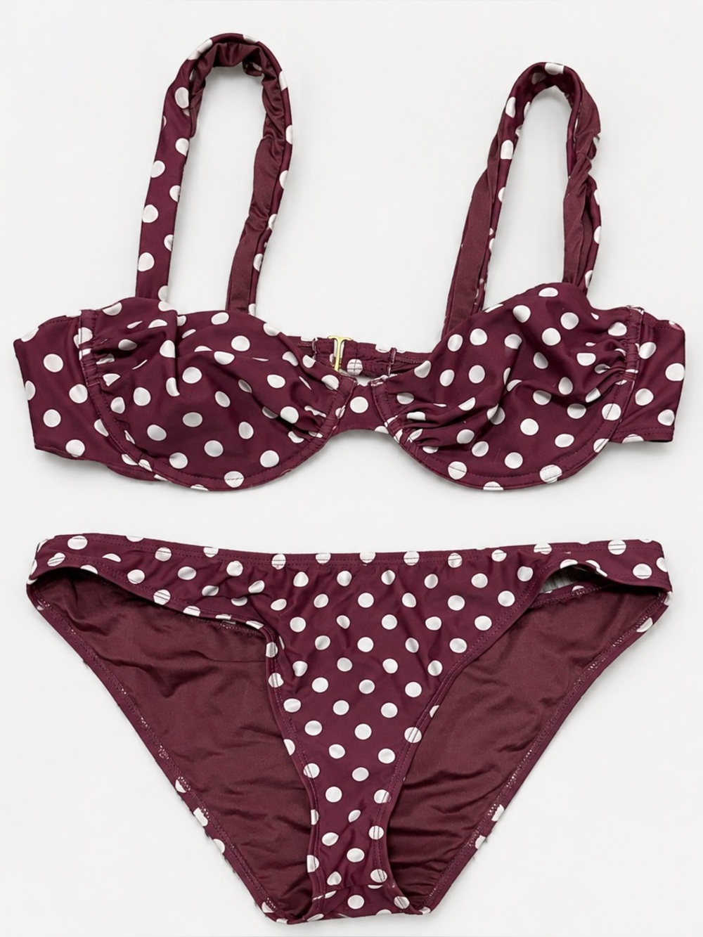 CAROLINE CONSTAS Two-Piece Polka Dot Balconette Underwire Bikini Swimming Set